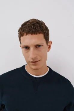 Jersey punto fino algodón cuello redondo