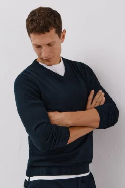 Jersey punto fino algodón cuello pico