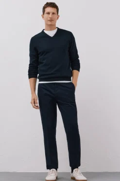 Jersey punto fino algodón cuello pico