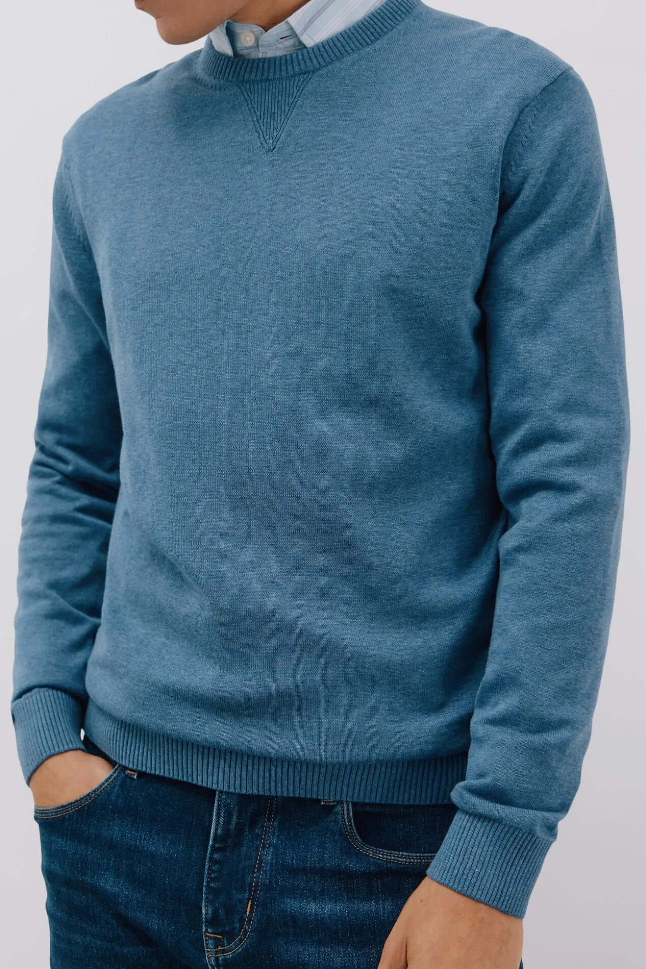 Jersey punto fino algodón cuello redondo