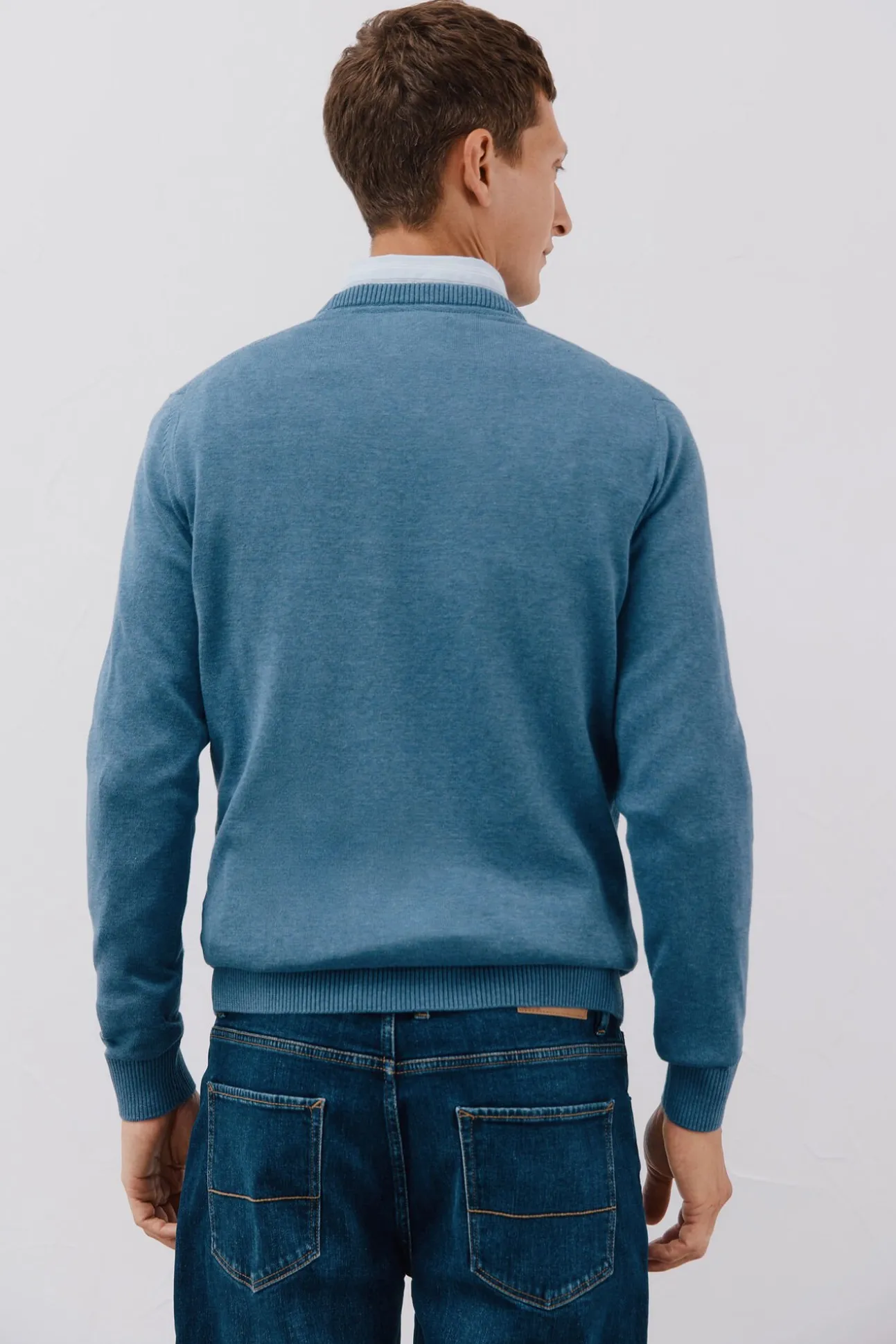 Jersey punto fino algodón cuello redondo