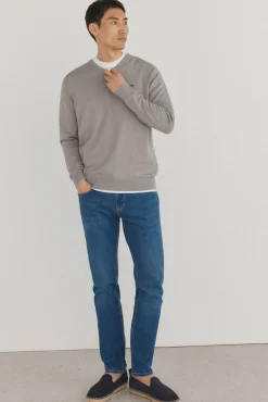 Jersey punto fino algodón premium cuello pico