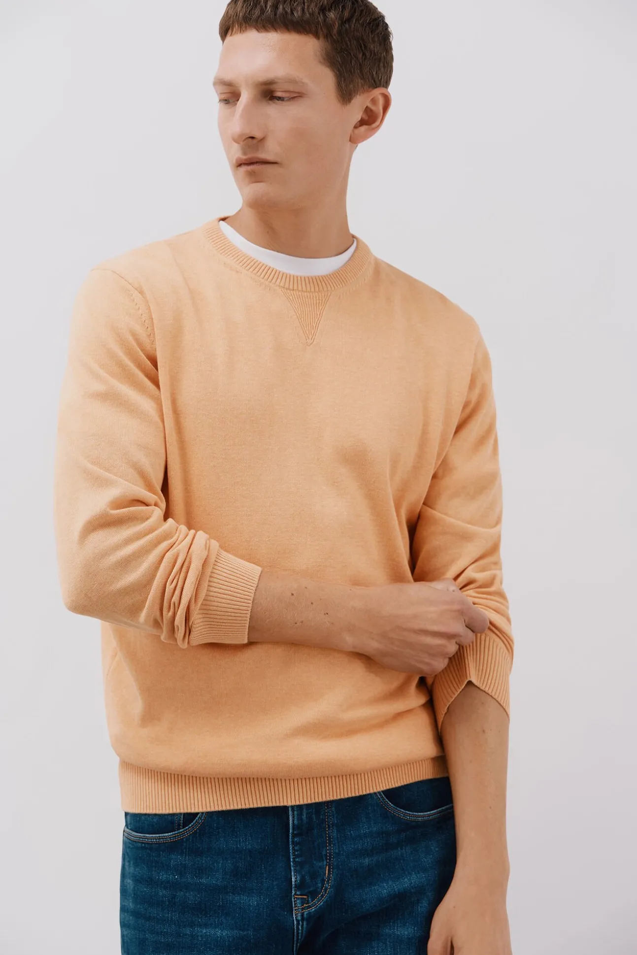 Jersey punto fino algodón cuello redondo