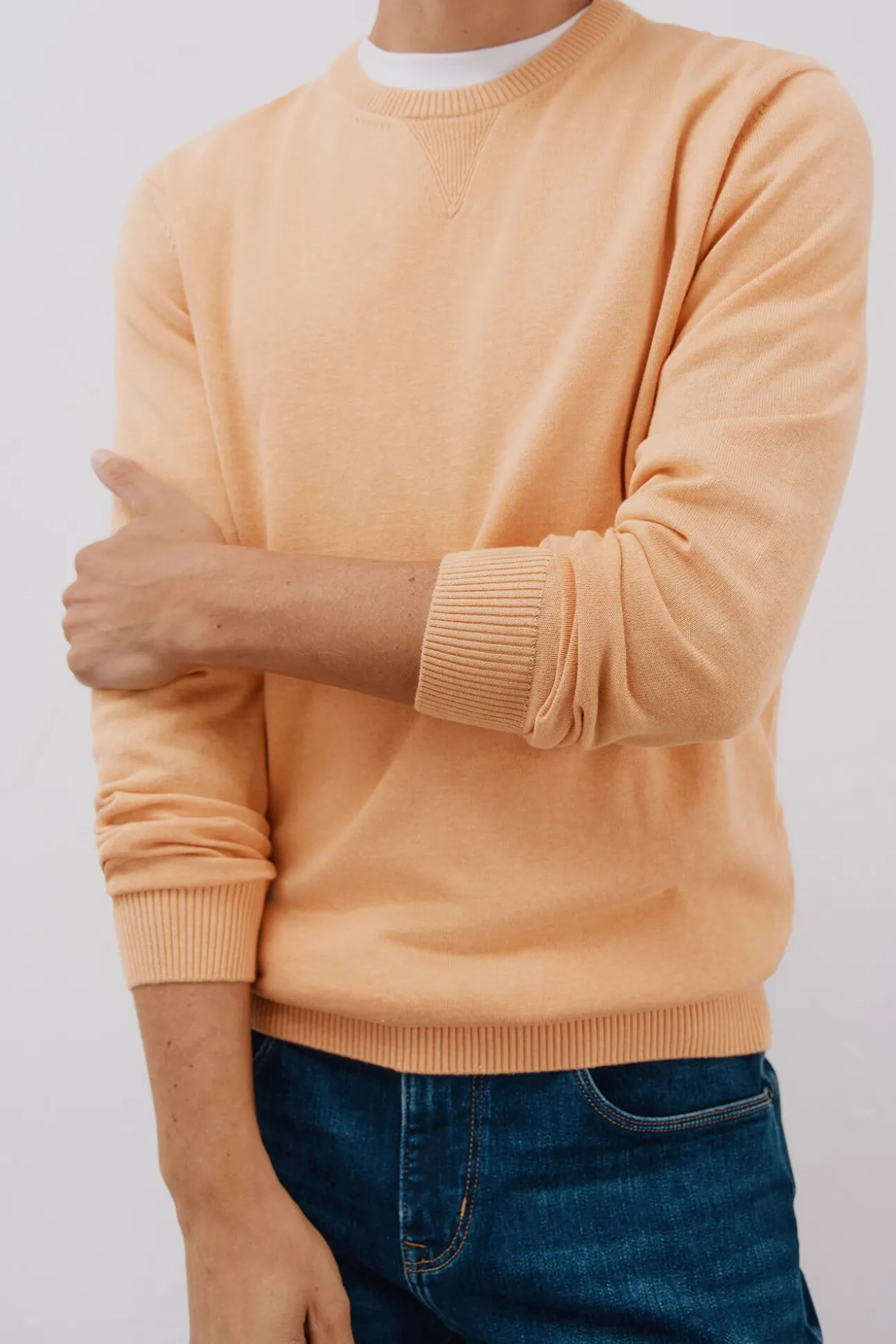 Jersey punto fino algodón cuello redondo