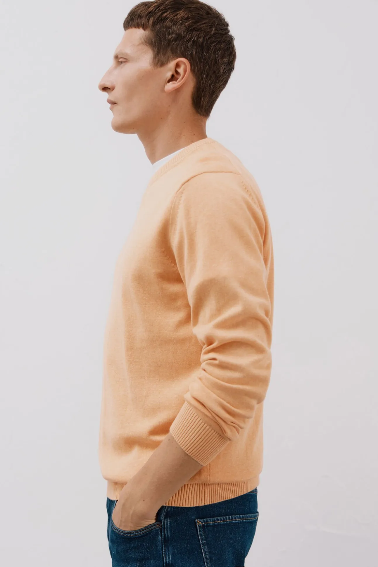 Jersey punto fino algodón cuello redondo