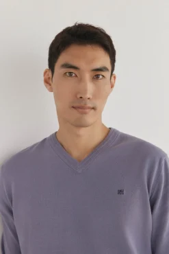 Jersey punto fino algodón premium cuello pico