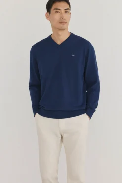 Jersey punto fino algodón premium cuello pico