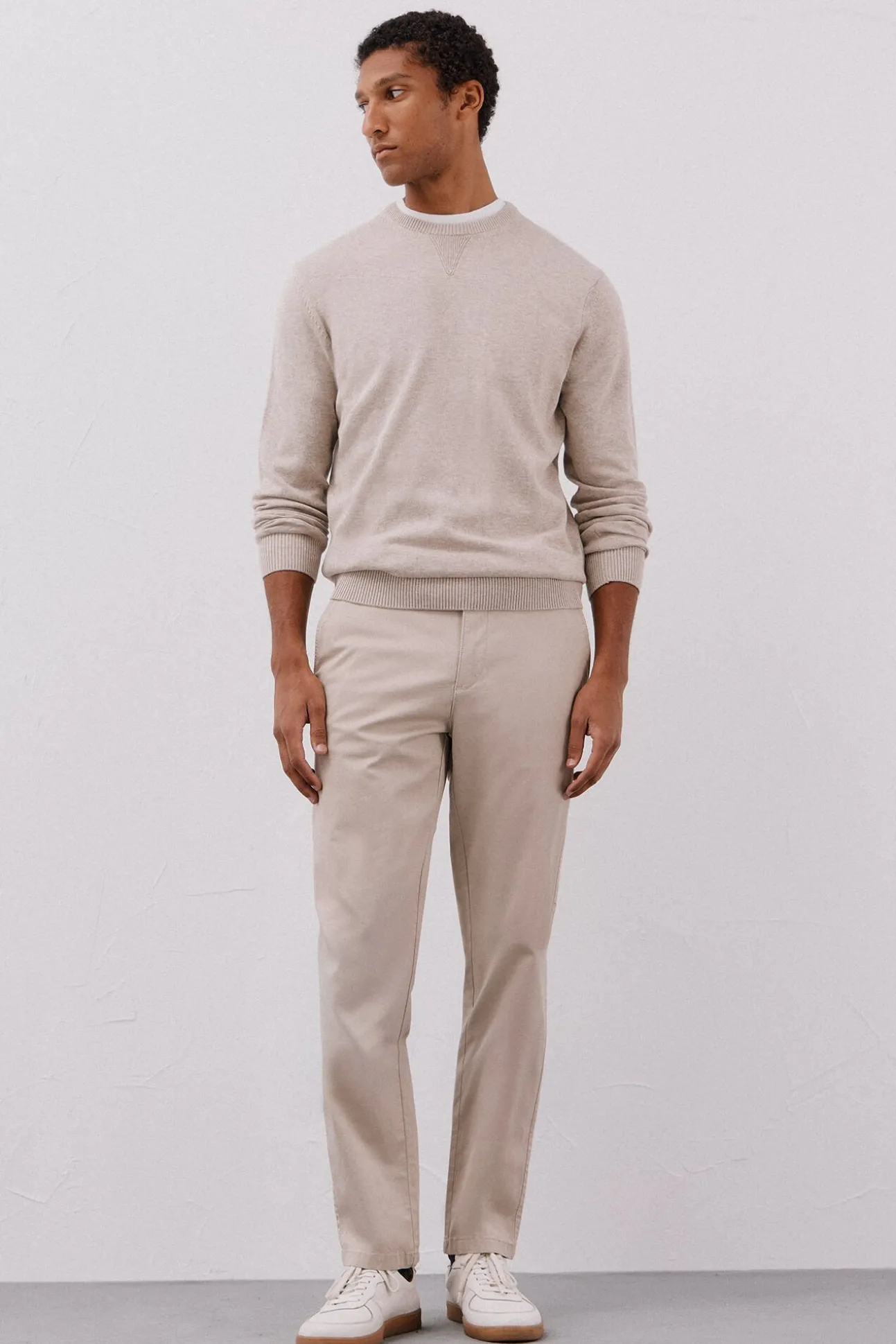 Jersey punto fino algodón cuello redondo