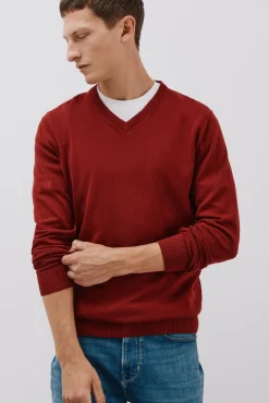 Jersey punto fino algodón cuello pico