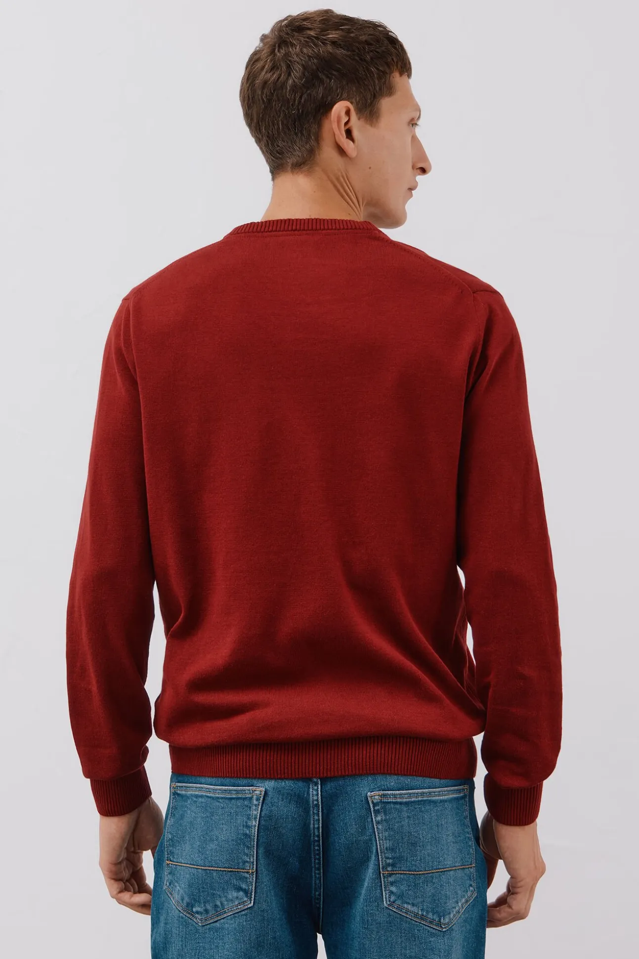 Jersey punto fino algodón cuello pico