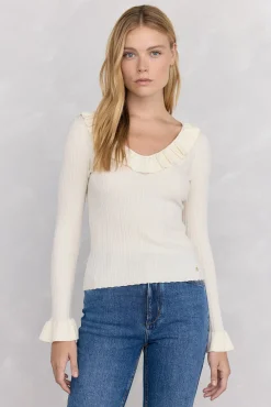 Jersey punto fino canalé volante