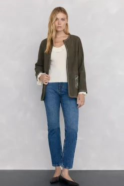 Jersey punto fino canalé volante