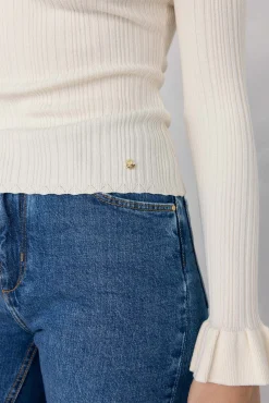 Jersey punto fino canalé volante