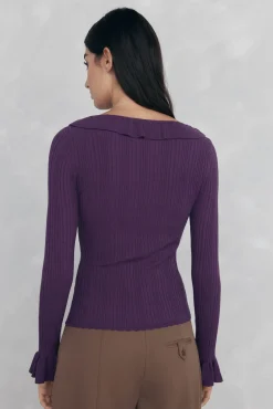 Jersey punto fino canalé volante