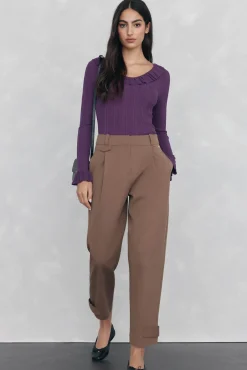 Jersey punto fino canalé volante