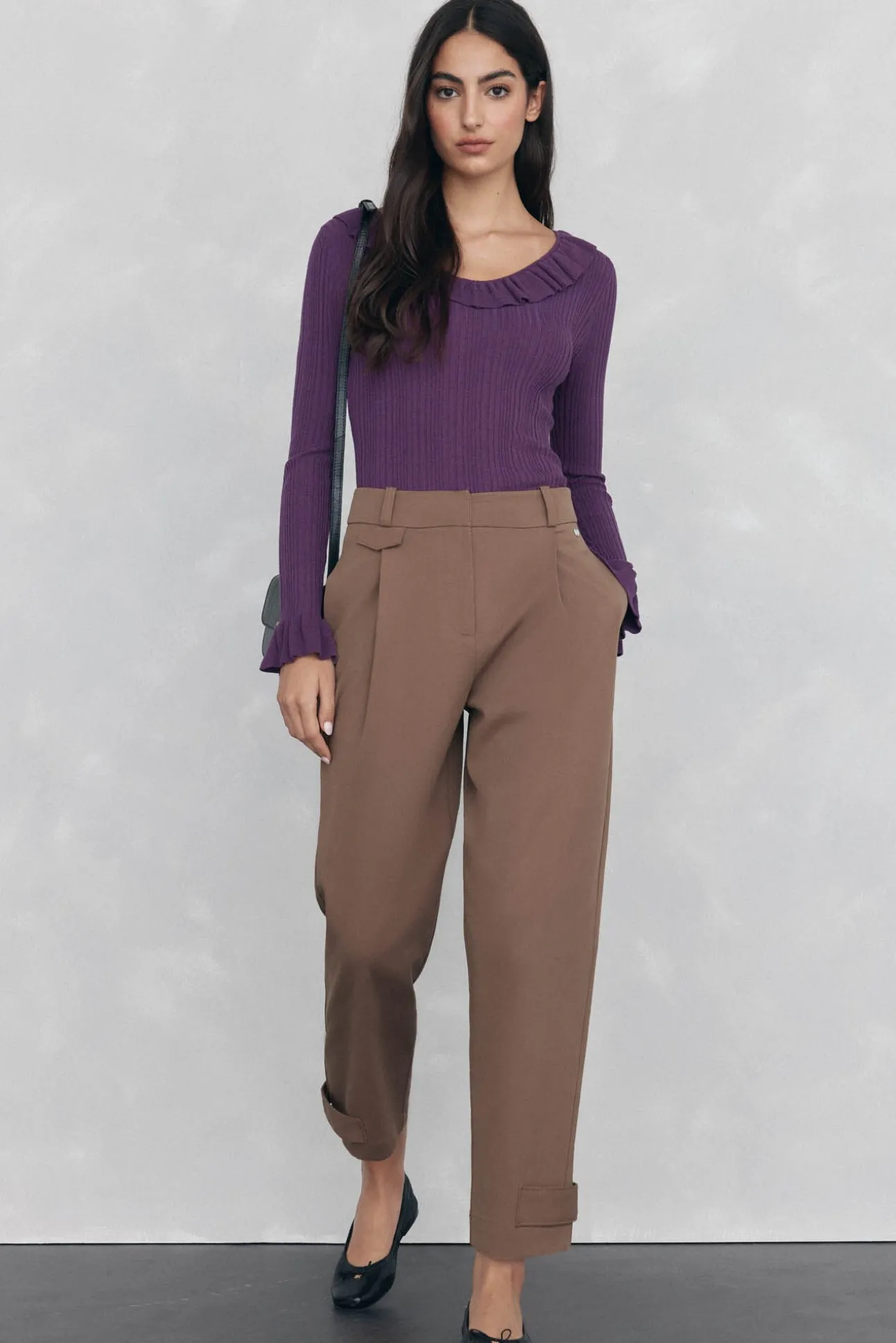 Jersey punto fino canalé volante