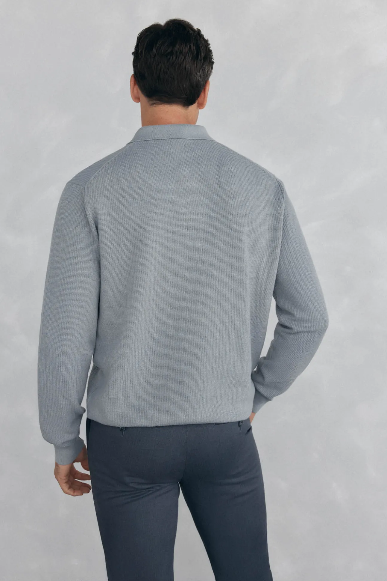 Jersey punto fino cuello polo estructura