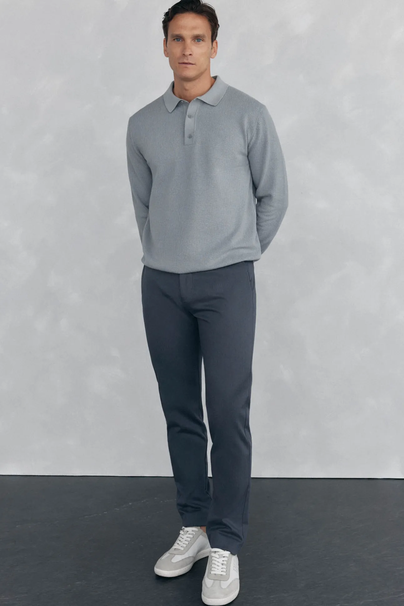 Jersey punto fino cuello polo estructura
