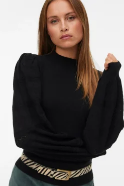 Jersey punto manga efecto encaje