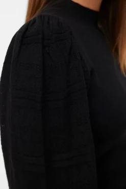 Jersey punto manga efecto encaje