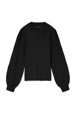 Jersey punto manga efecto encaje