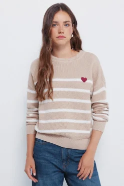 Jersey rayas algodón corazón