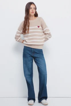 Jersey rayas algodón corazón