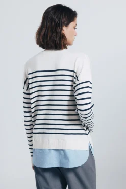 Jersey rayas combinado detalle bordado