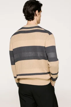 Jersey rib rayas 100% algodón orgánico.