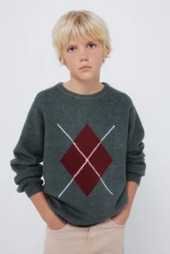 Jersey rombos caqui niño