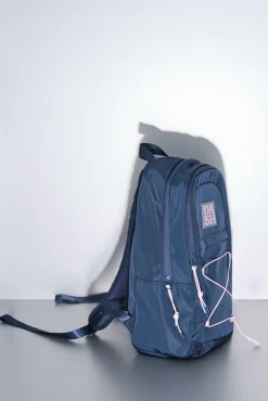 Mochila deporte azul gomas rosa