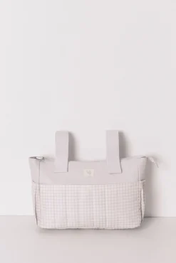 Neceser mediano "maternity" cuadros vichy gris