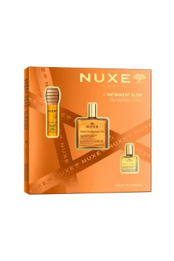 NUXE COFRE REGALO GLOW INFINITO - HUILE PROD OR + REVE THE MIEL LABIAL + HUILE CLASSIC