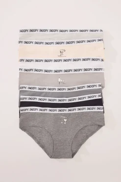 Pack 7 bragas anchas algodón multicolor Snoopy