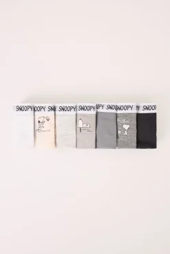 Pack 7 bragas anchas algodón multicolor Snoopy