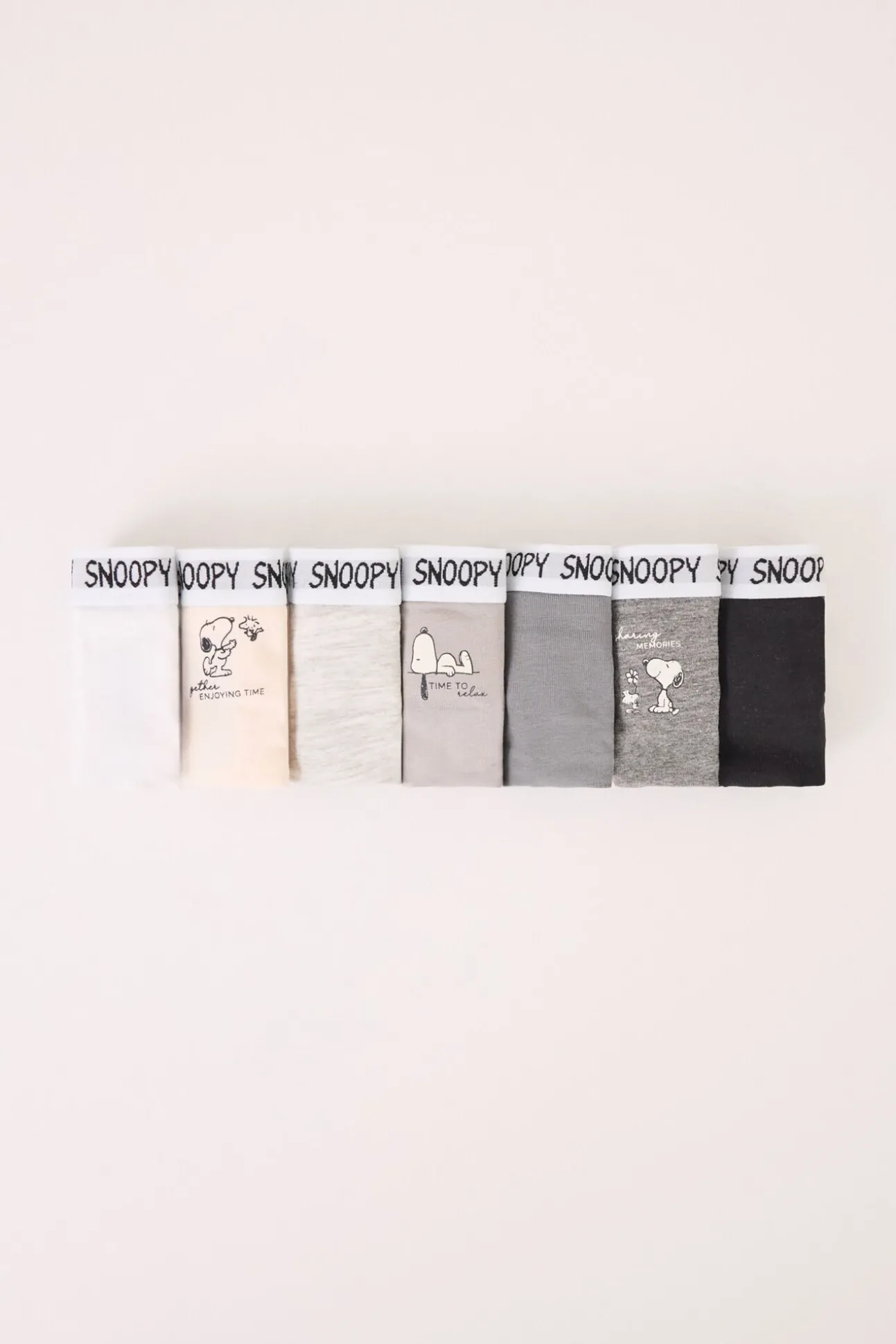 Pack 7 bragas anchas algodón multicolor Snoopy