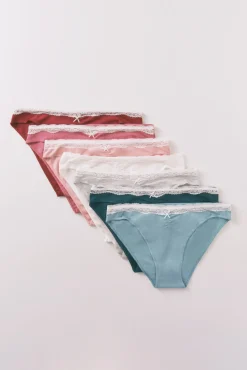 Pack 7 bragas clásicas algodón encaje