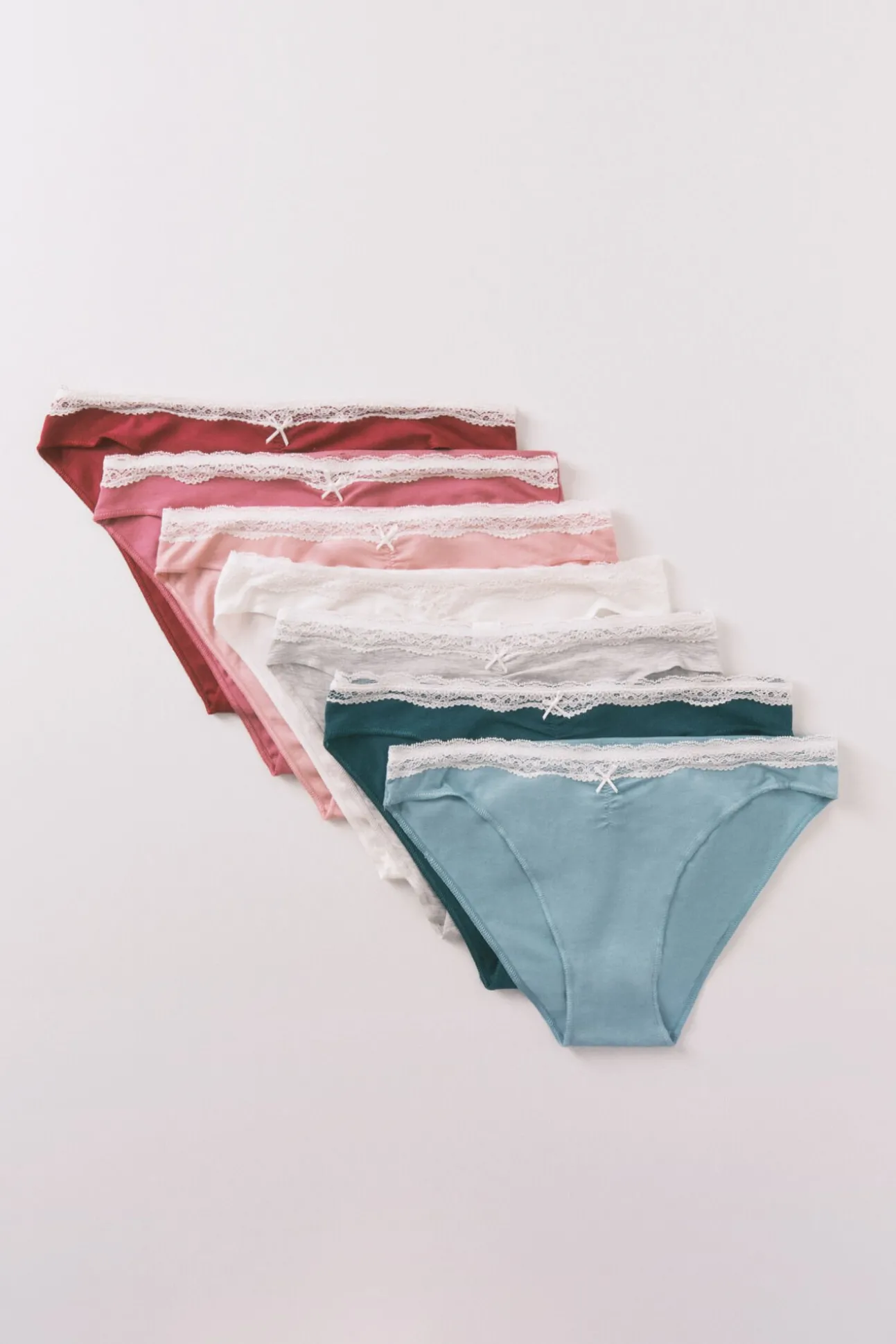 Pack 7 bragas clásicas algodón encaje