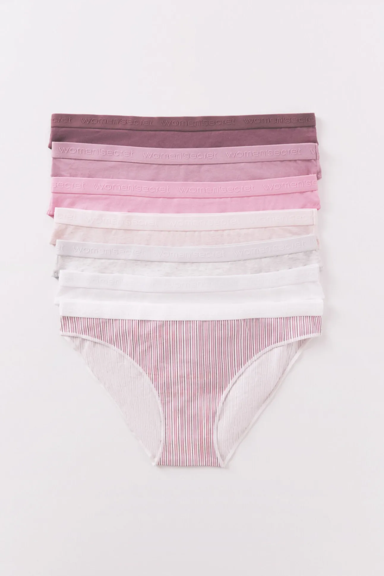 Pack 7 bragas clásicas algodón estampado blanco