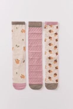 Pack 3 calcetines largos ardillas