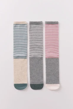 Pack 3 calcetines largos rayas lurex