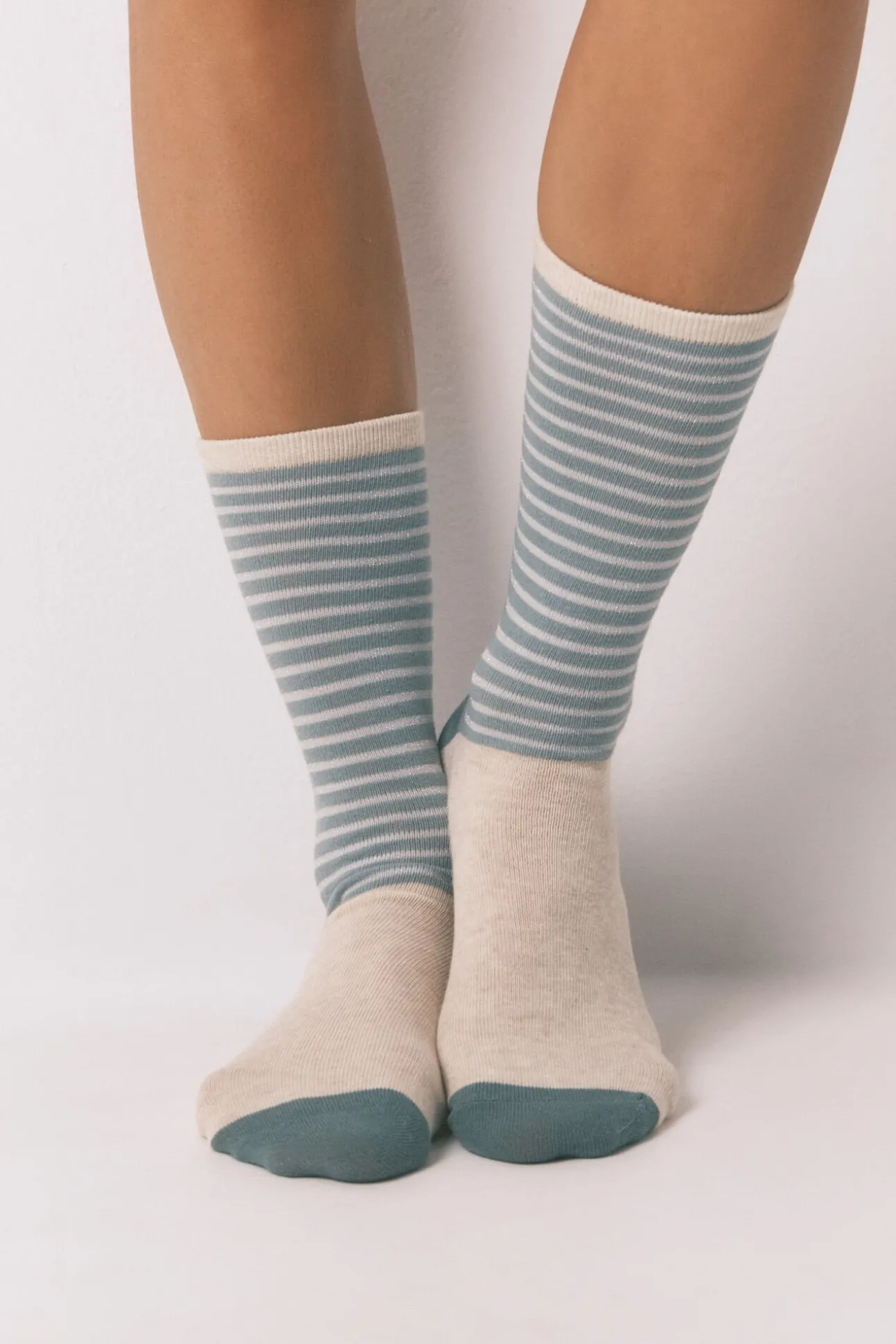 Pack 3 calcetines largos rayas lurex