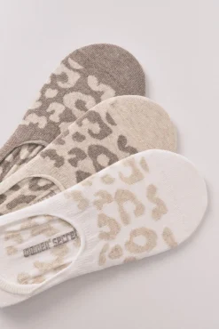 Pack 3 calcetines slip on leopardo