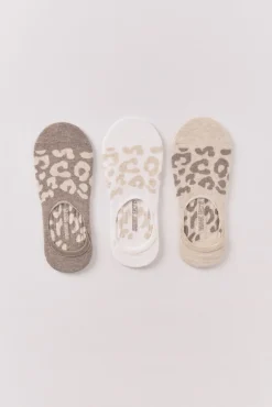 Pack 3 calcetines slip on leopardo