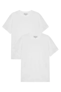 Pack 2 camisetas elásticas cuello caja algodón orgánico blancas