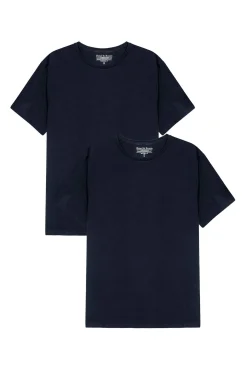 Pack 2 camisetas elásticas cuello caja algodón orgánico azul marino