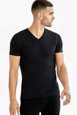 Pack 2 camisetas elásticas cuello pico negro