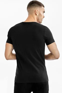 Pack 2 camisetas elásticas cuello pico negro