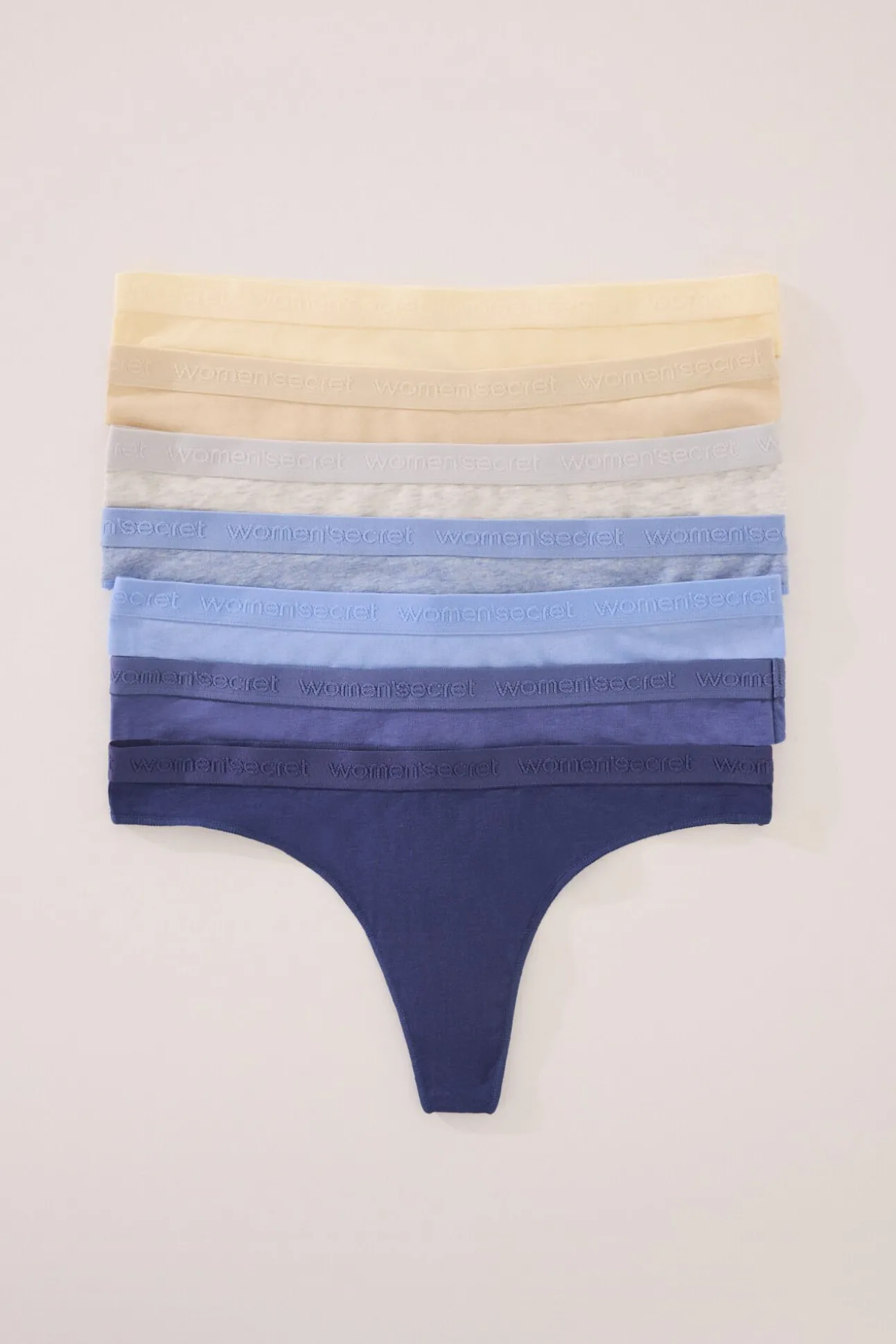 Pack 7 tangas algodón azules