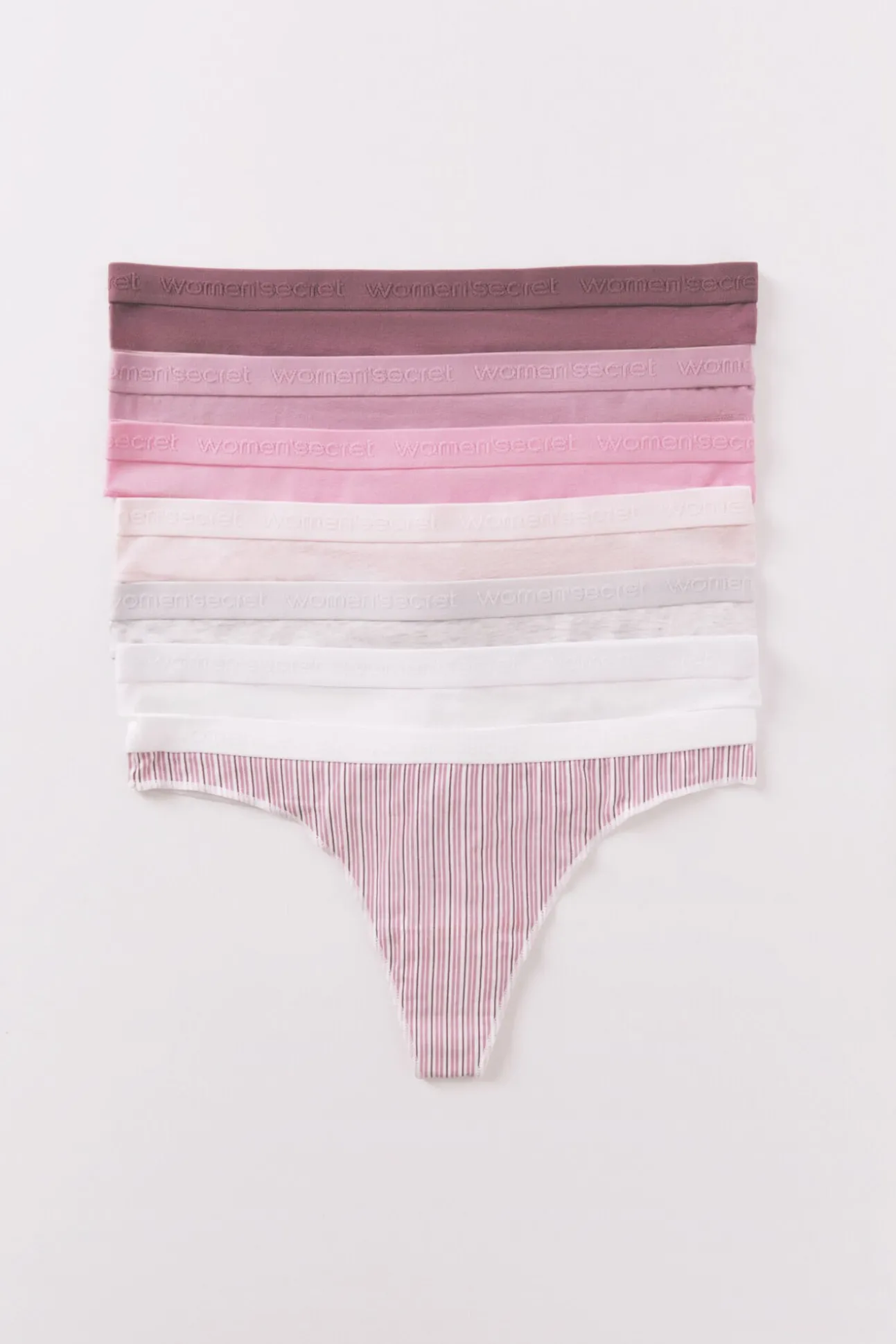 Pack 7 tangas algodón estampado rosa